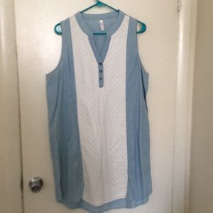 Denim and eyelet sleeveless dress